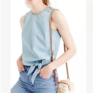 J. Crew Chambray Denim Tie-Front Tank Top
